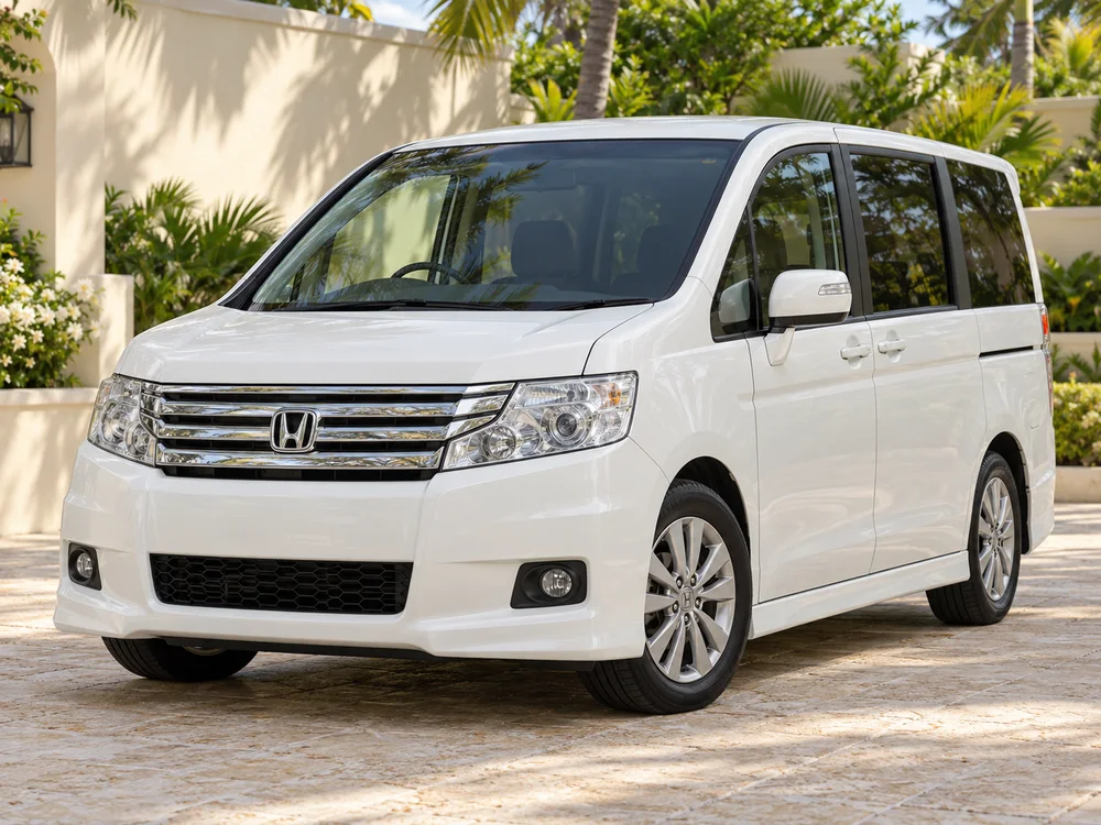 Generated illustration of a white 2015 Honda Step Wagon