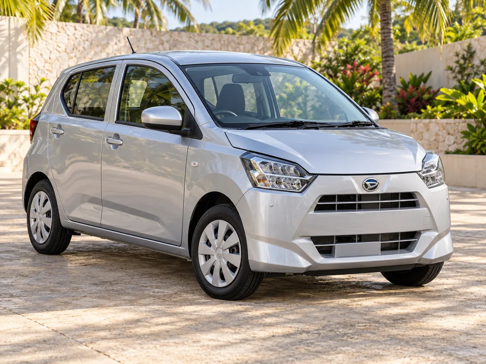 Generated illustration of a silver 2021 Daihatsu Mira ES